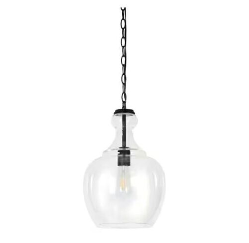 Meyer&Cross Verona 1-Light Blackened Bronze Pendant with Clear Glass Shade - Lot 296