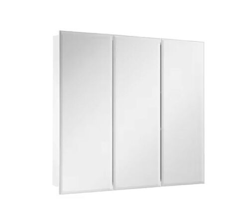 Glacier Bay 30.4 in. W x 30.2 in. H Rectangular Medicine Cabinet with Mirror in White with Adjustable Shelves - Lot 378