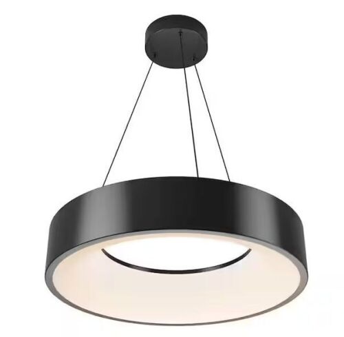 Artika Aiden Drum 31-Watt 1 Light Black Modern 5 CCT Integrated LED Pendant Light Fixture - Lot 387