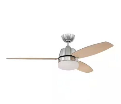 CRAFTMADE Beltre 52 in. Indoor Dual Mount Brushed Polished Nickel Finish Ceiling Fan with LED Light Kit and 4-Speed Wall Control - Lot 395