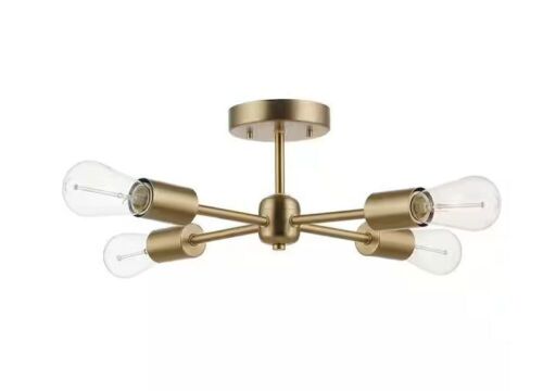 Globe Electric Vane 17 in. 4-Light Matte Brass Semi-Flush Mount - Lot 460