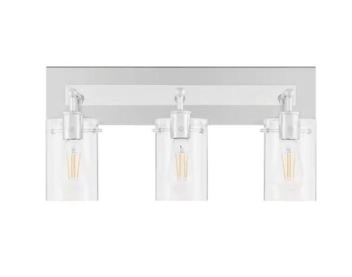 Hampton Bay Regan 21 in. 3-Light Chrome Bathroom Vanity Light with Clear Glass Shades - Lot 463