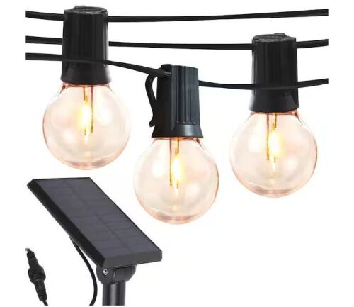 Brightech Ambience Pro 12-Light 27 ft. Outdoor Solar 1W 3000k LED G45 Globe Bulb String-Light - Lot 474