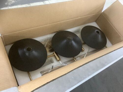 LNC Modern 3-Light Large Black Linear Chandelier Mid-Century Plating Brass with Metal Shades - Lot 486