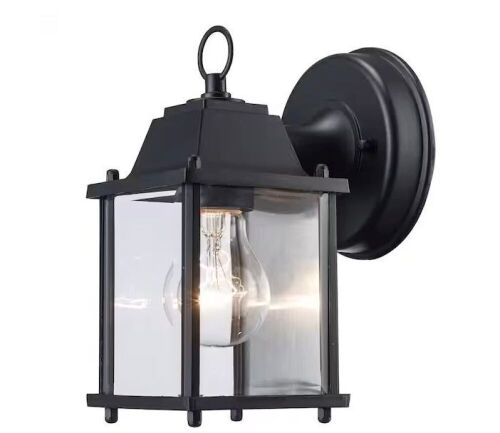 Bel Air Lighting Patrician 1-Light Black Outdoor Wall Light Fixture with Clear Glass - Lot 565