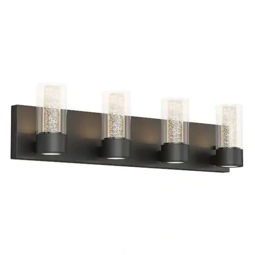 Artika Essence 27 in. 4 Light Black Modern Integrated LED Vanity Light Bar for Bathroom with Bubble Glass - Lot 585