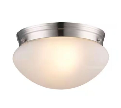 Bel Air Lighting Dash 10 in. 2-Light Brushed Nickel Flush Mount Ceiling Light Fixture with Marbleized Glass - Lot 597