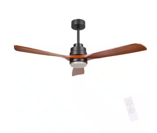 MODERN HABITAT AuraVista 52 in. Indoor Black Modern Medium Red Oak Ceiling Fan with LED Light Bulbs and Remote Control - Lot 648