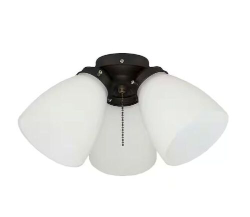 Hampton Bay 3-Light Oil Rubbed Bronze Ceiling Fan Shades LED Light Kit - Lot 665