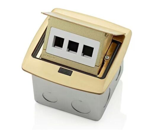 Lot of (2) Leviton Pop-Up Floor Box with 3-Port QuickPort Insert, Brass - Lot 669