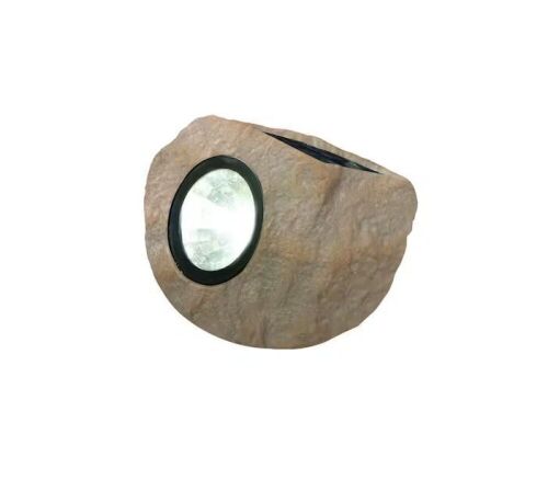 Hampton Bay Sandstone White Faux Rock LED Outdoor Solar Path Light, 3-Pack - Lot 672