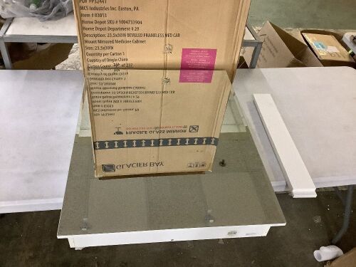 Glacier Bay 23.6 in. W x 30 in. H Rectangular Wood Composite Medicine Cabinet with Mirror - Small Crack on Corner - Lot 677