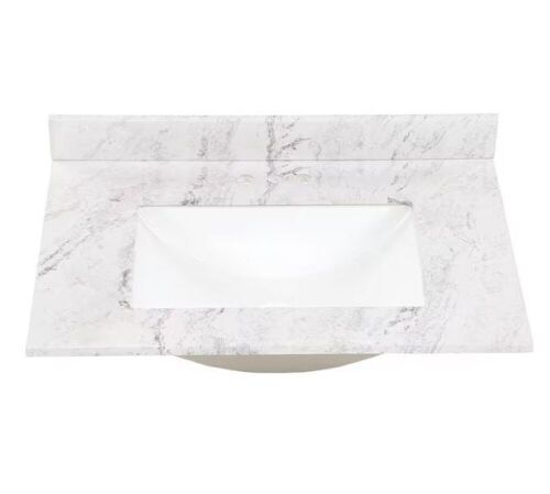 Home Decorators Collection 31 in. W x 22 in. D Engineered Stone Composite White Rectangular Single Sink Vanity Top in Lunar - Lot 694