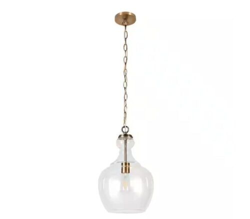 Meyer&Cross Verona 1-Light Brass Pendant with Clear Glass Shade - Lot 761