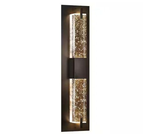 Modern 1-Light Black Dimmable LED Wall Sconce Wall Lighting with Crystal Bubble Glass Shade - Lot 767
