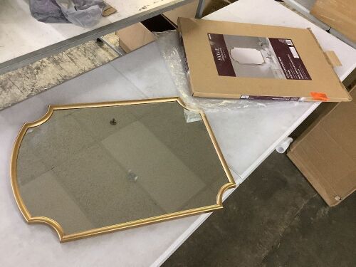 Home Decorators Collection 19.75 in. W x 27.5 in. H Novelty/Specialty Polystyrene Framed Wall Mirror in Gold - Scratched Frame - Lot 770