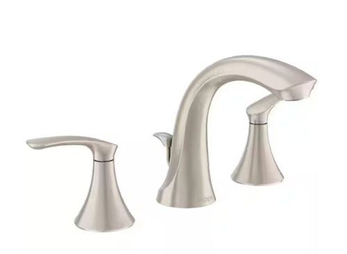 MOEN Darcy 8 in. Widespread 2-Handle High-Arc Bathroom Faucet in Spot Resist Brushed Nickel - Lot 881