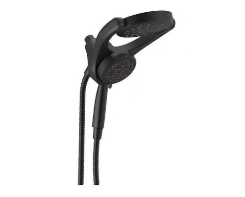 Delta HydroRain Two-in-One 4-Spray Patterns 6 in. Wall Mount Dual Shower Heads with MagnaTite in Matte Black - Lot 890