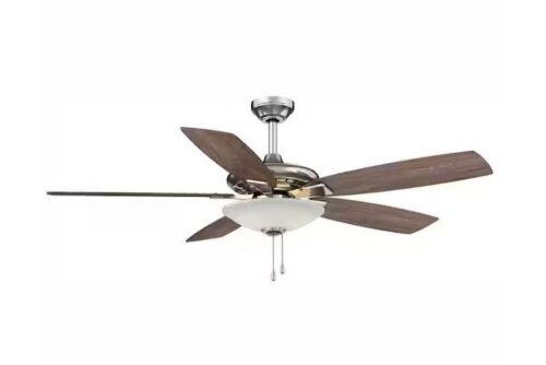 Hampton Bay Menage 52 in. Integrated LED Indoor Low Profile Brushed Nickel Ceiling Fan with Light Kit - Lot 743