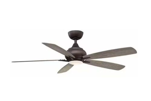 FANIMATION Doren 52 in. Integrated LED Matte Greige Ceiling Fan with Opal Frosted Glass Light Kit and Remote Control - Lot 745