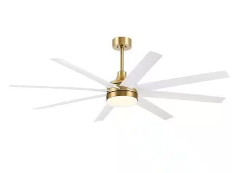 Breezary Archer 65 in. Integrated LED Indoor White-Blades Gold Ceiling Fan with Light and Remote Control - Lot 750