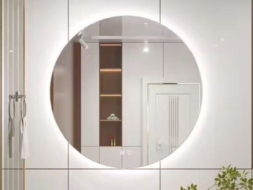 KeonJinn 24 in. W x 24 in. H Round Frameless 3 Colors Dimmable LED Backlit Anti-Fog Wall Mount Modern Bathroom Vanity Mirror - Lot 852