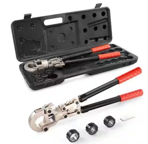 VEVOR Copper Press Tool Tube Fittings Crimping Kit with 1/2 in. 3/4 in. 1 in. Quick Change Jaws Wrench - Lot 130