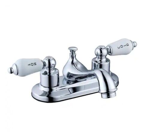 Glacier Bay Teapot 4 in. Centerset Double-Handle Low-Arc Bathroom Faucet in Polished Chrome - Lot 135