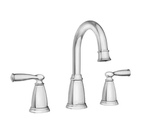 MOEN Banbury 8 in. Widespread Double Handle High-Arc Bathroom Faucet in Chrome  - Lot 136