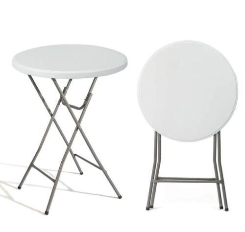 VINLGI 32 Inch Plastic Folding Round Table Bar Height Folding Table - Lot 437