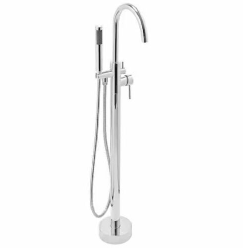 AKDY 1-Handle Freestanding Floor Mount Roman Tub Faucet Bathtub Filler with Hand Shower in Chrome - Lot 86