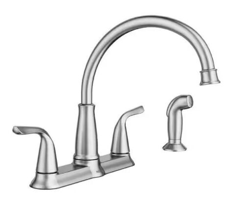 MOEN Brecklyn 2-Handle Standard Kitchen Faucet with Side Sprayer in Spot Resist Stainless - Lot 907