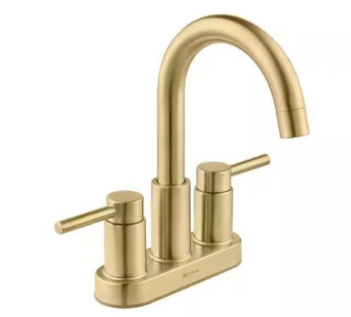Glacier Bay Dorind 4 in. Centerset Double Handle High-Arc Bathroom Faucet in Matte Gold - Lot 947