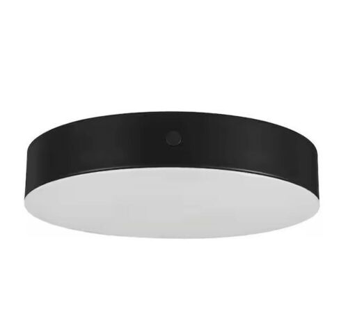 Hampton Bay Luis 11 in. Light Matte Black Adjustable CCT Integrated LED Ceiling Flush Mount Fixture - Lot 1096