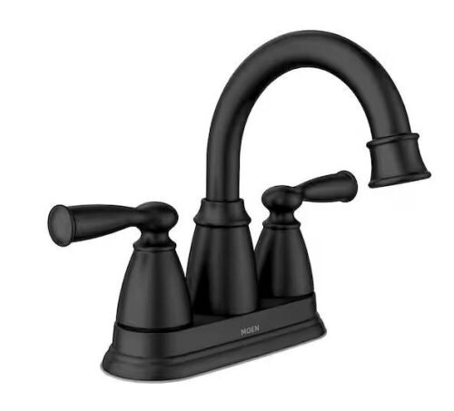 MOEN Banbury 4 in. Centerset Double Handle High-Arc Bathroom Faucet in Matte Black - Lot 966