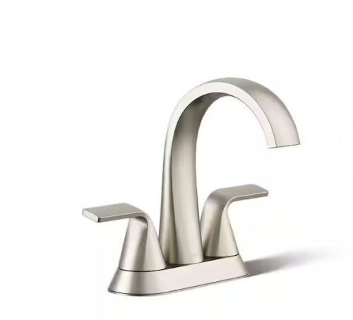 KOHLER Cursiva 4 in. Centerset Double Handle Bathroom Faucet in Vibrant Brushed Nickel - Lot 986