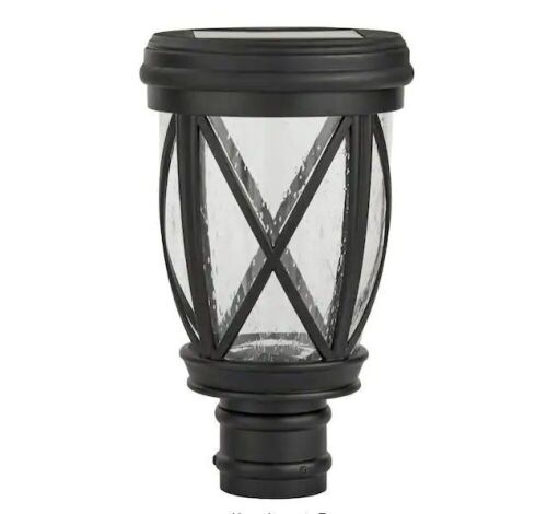 Hampton Bay Ravencrest 120 Lumens Black Outdoor Solar Post Lantern - Lot 1076