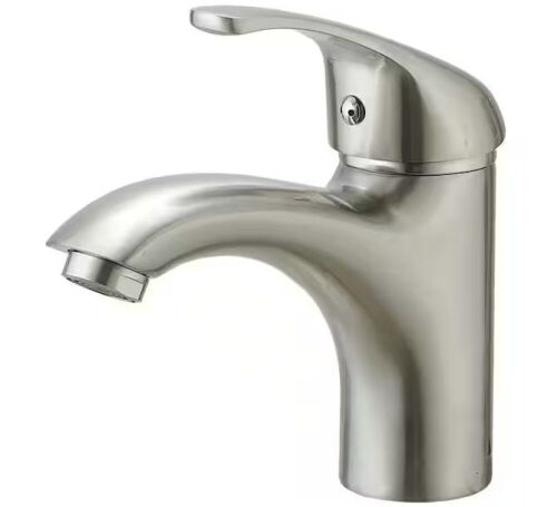 BWE Single-Handle Single-Hole Modern Bathroom Faucet For Sink Drip-Free Vanity Sink Faucet in Brushed Nickel - Lot 1062