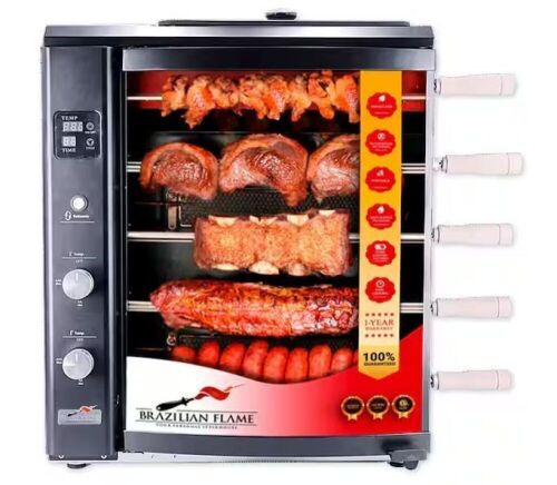 Brazilian Flame Portable Propane Gas Rotisserie Grill in Black - Lot 23