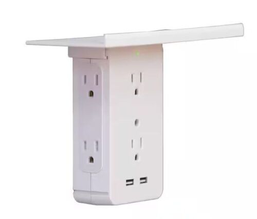 Lot of (2) Sharper Image Socket Shelf Cordless Wall Outlet Extender with 6-Outlets and 2 USB ports - Lot 1014