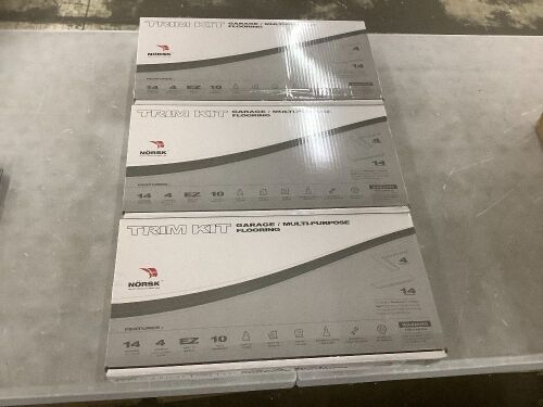 Lot of (3) Norsk 9.5 in. x 18.5 in. Gray Multi-Purpose Dove Commercial PVC Garage Flooring Tile Trim Kit (20 sq. ft.) - Lot 1015