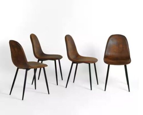 Homy Casa Charlton Brown Faux Suede Upholstered Dining Chairs, Set of 4 - Lot 992