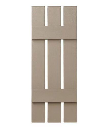 Lot of (3) Ply Gem 12 in. x 43 in. Polypropylene 3-Board Open Board and Batten Shutter in Pebblestone Clay - Lot 1002