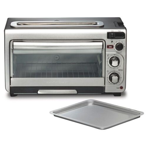 Hamilton Beach 2-in-1 Toaster & Oven Combo, Fits 9" Pizza, 1450W, Dual Rack Slots - Lot 1020