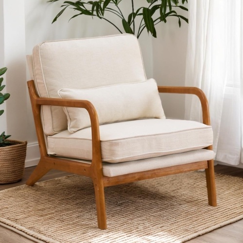 Upholstered Lounge Arm Chair with Solid Wood Frame & Soft Cushion - Lot 54
