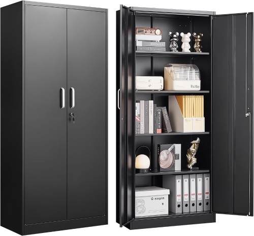 Lockable Metal Storage Cabinet with Adjustable Shelves, 71" - Dented   - Lot 32