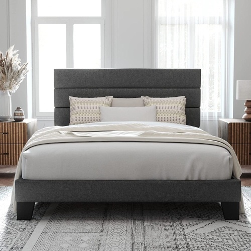 Upholstered Full Size Platform Bedframe  - Lot 48