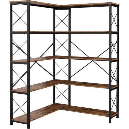 5 Tiers Industrial Corner Storage Rack with Metal Frame   - Lot 50