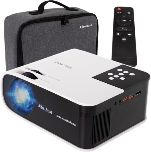Alto & Bass Projector with 5G WiFi and Bluetooth: 550 ANSI Lumen Home Outdoor Projector 4K Support Native 1080P HD   - Lot 34