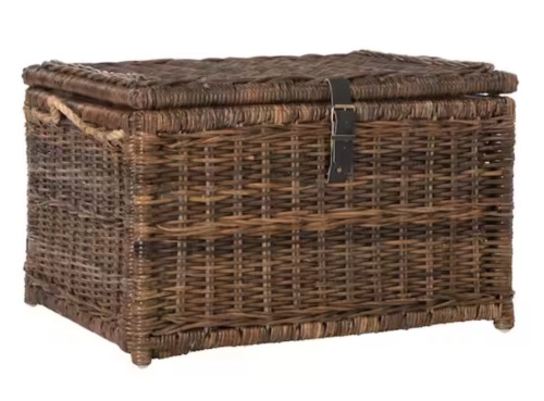 Happimess Caden 30 in. Brown Wicker Storage Trunk - Lot 38